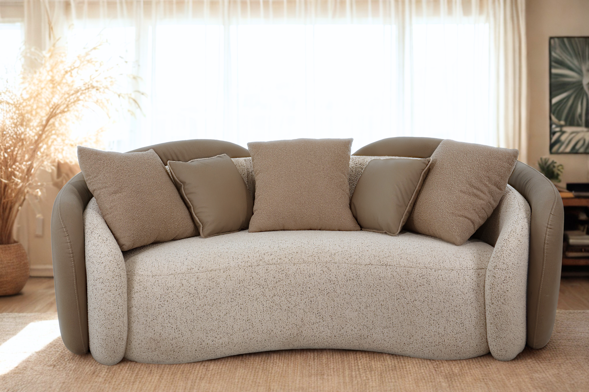 ASOUAN - Salon complet deux tissus au style contemporain et enveloppant