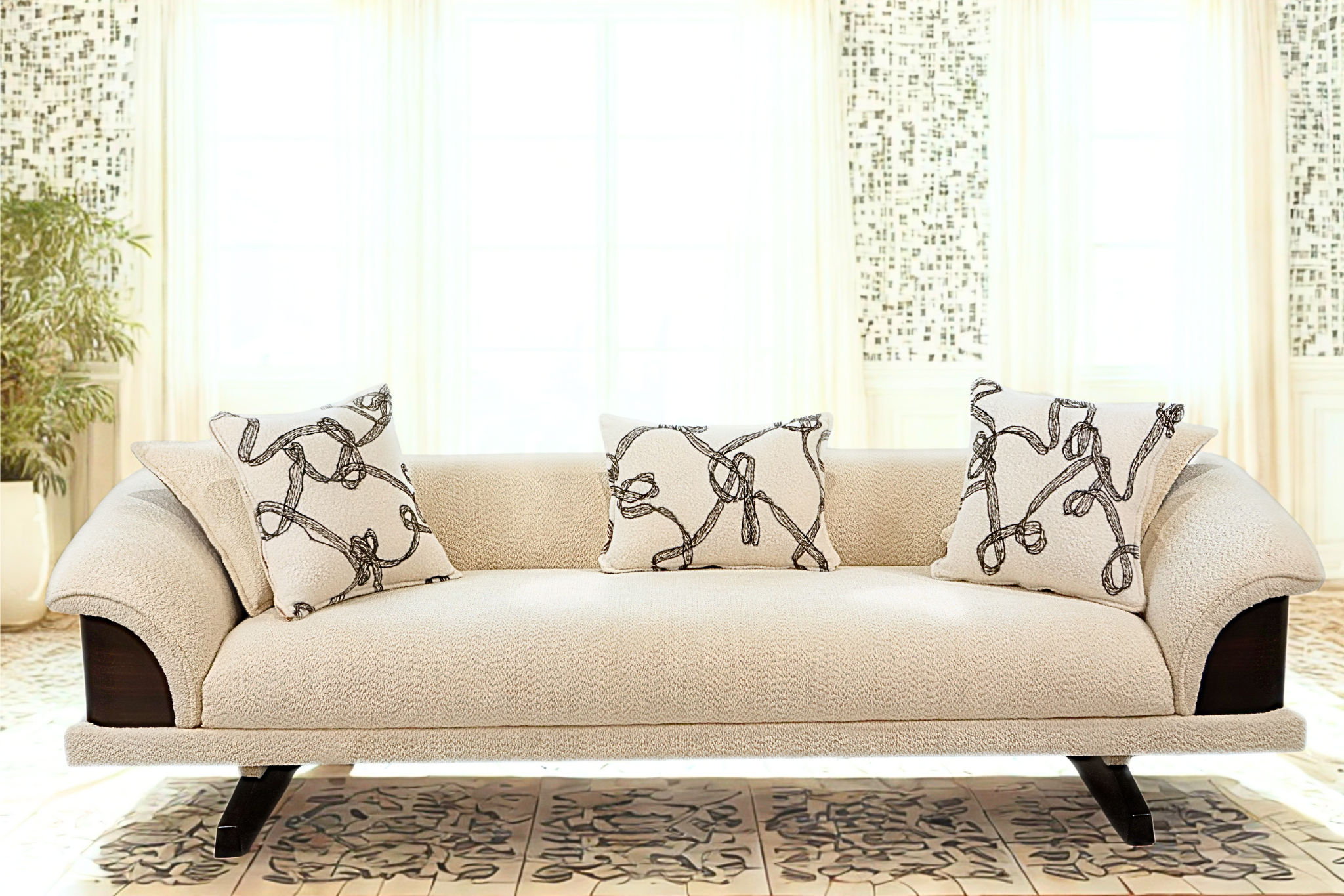 LOTUS - Salon complet matières contrastées tissu bouclette en relief
