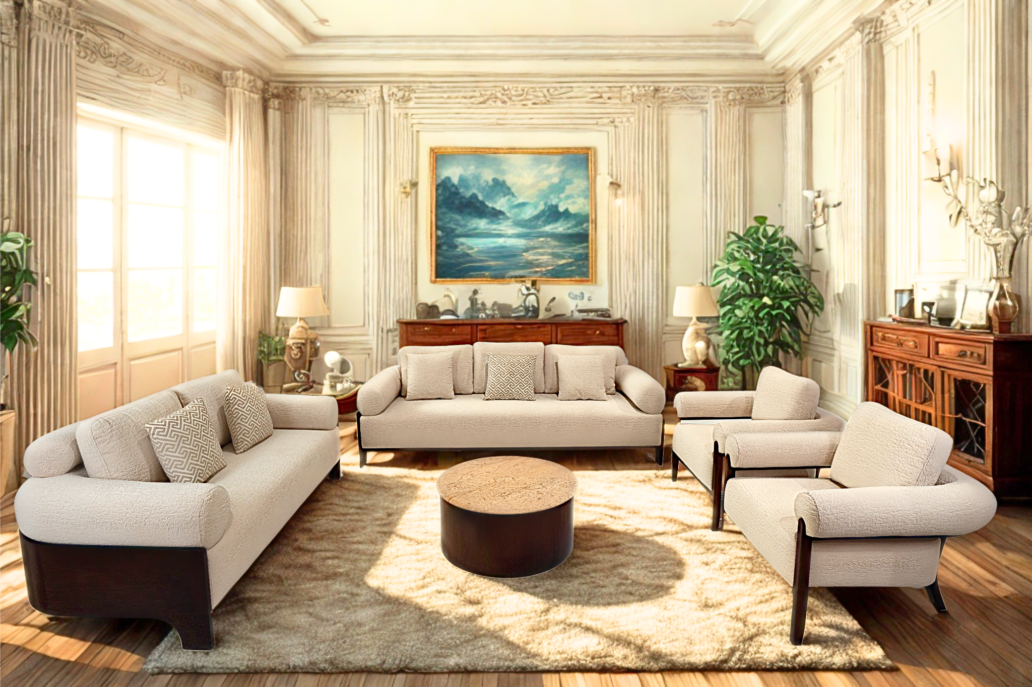 EBENE IVOIRE - Salon complet style néo-classique contemporain