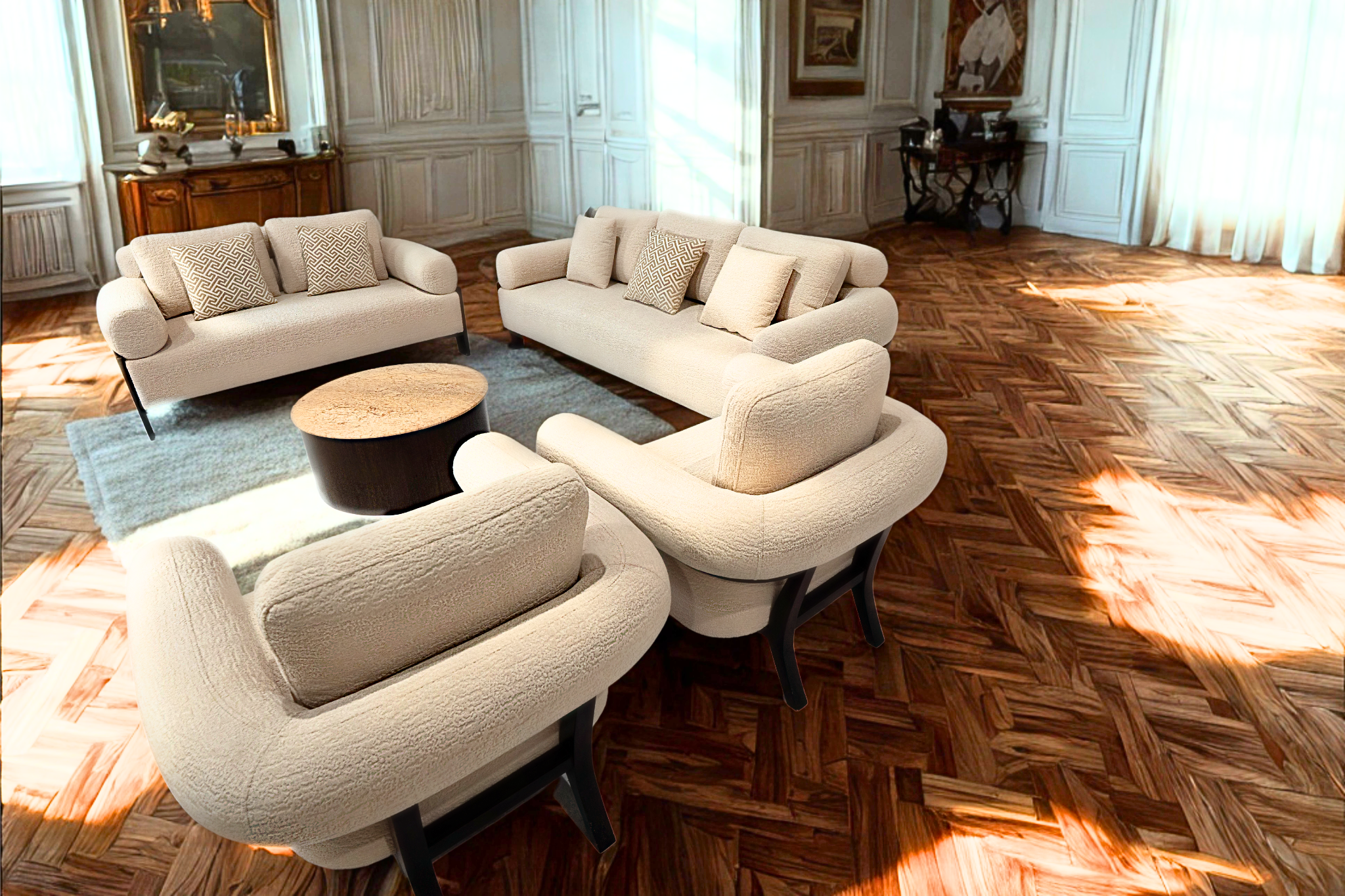 EBENE IVOIRE - Salon complet style néo-classique contemporain