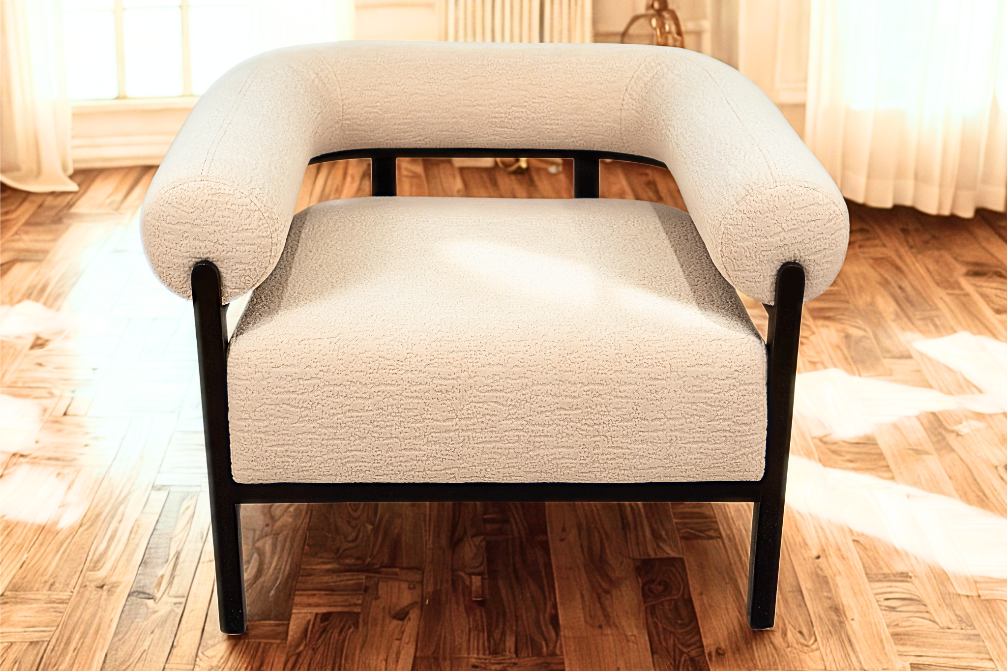 EBENE IVOIRE - Fauteuil tissus texturé en relief