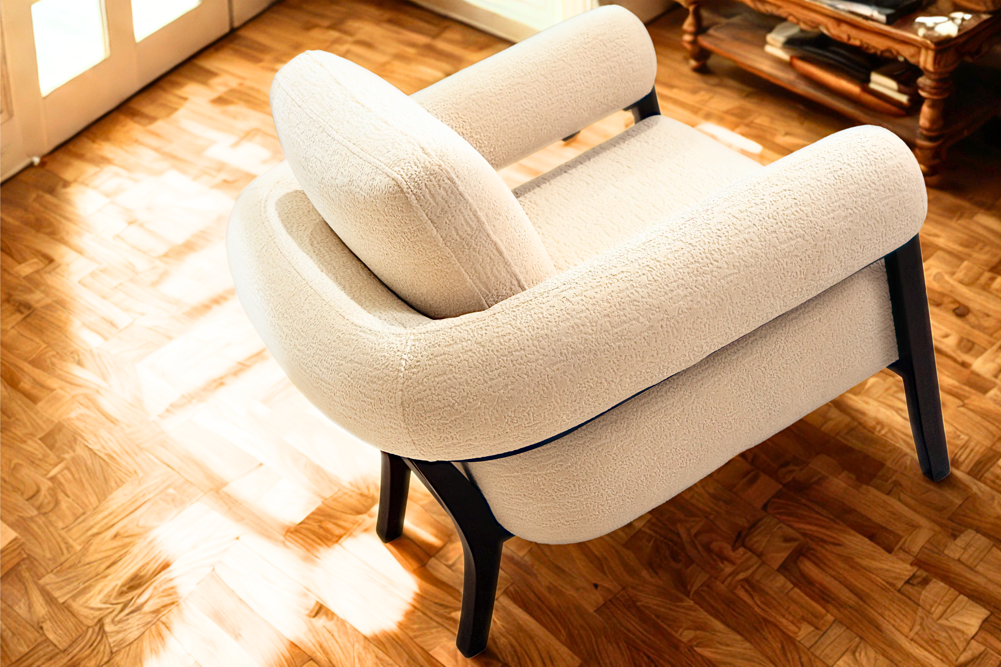 EBENE IVOIRE - Fauteuil tissus texturé en relief