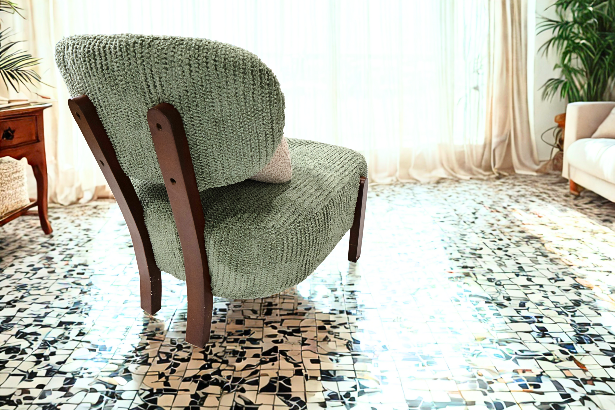 OSIRIS - Fauteuil tissu velours à poil long
