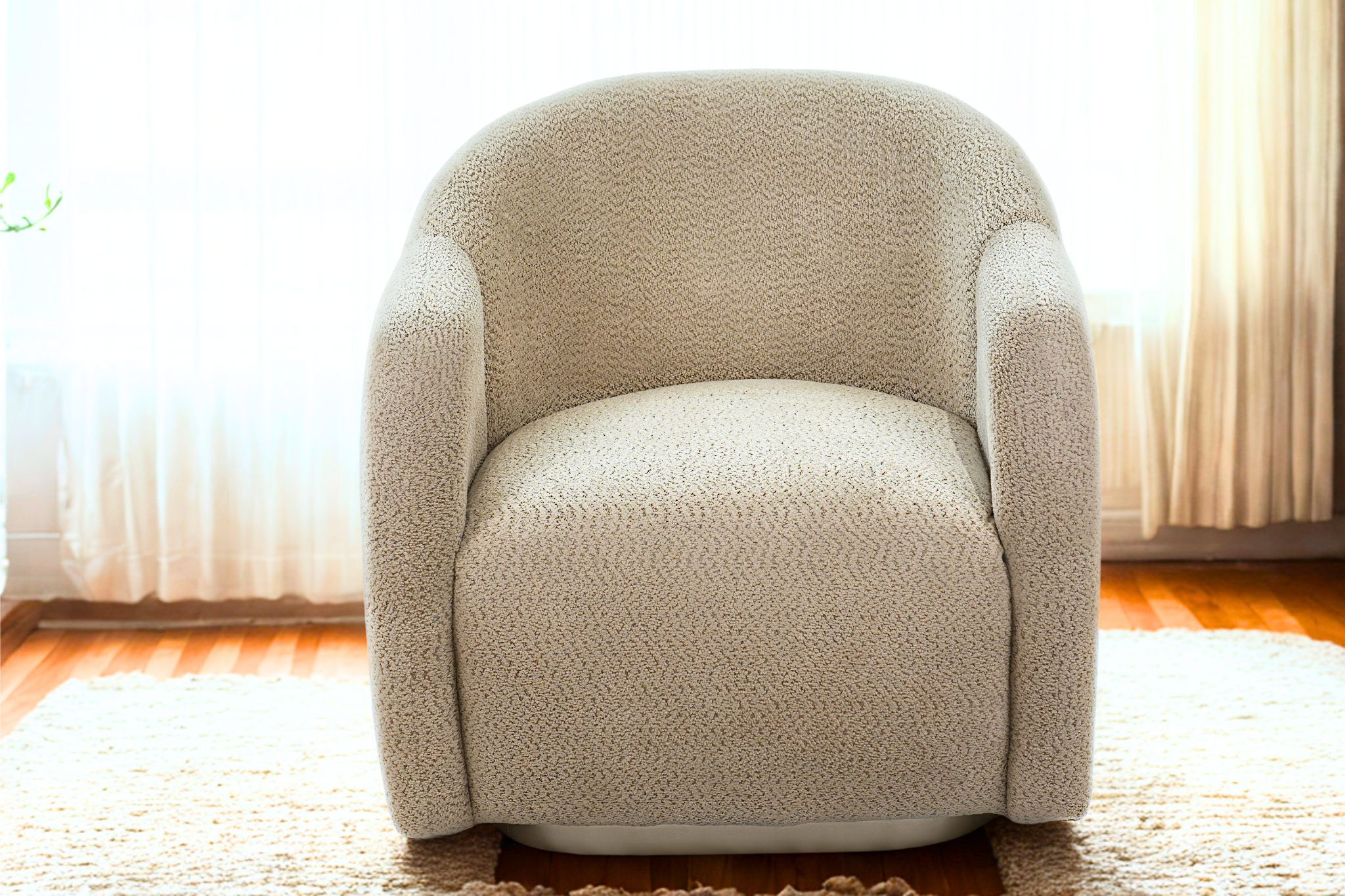 CLAIR DE LUNE - Fauteuil tissu épais effet coton tressé