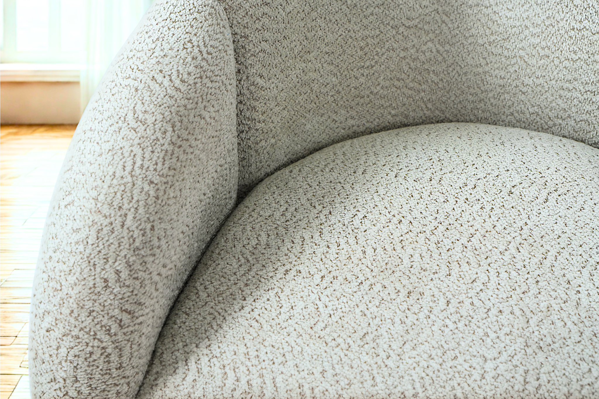CLAIR DE LUNE - Fauteuil tissu épais effet coton tressé