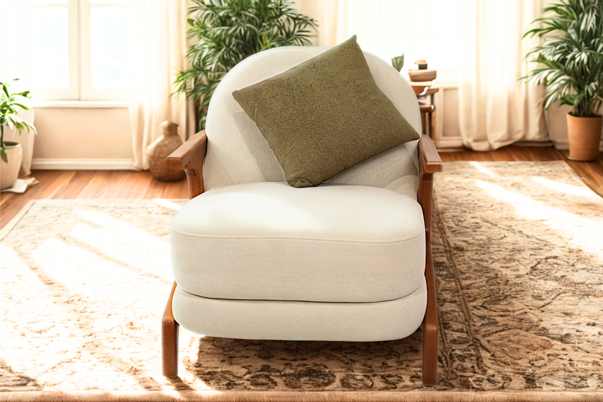 OASIS D'EMERAUDE - Fauteuil velours style scandinave