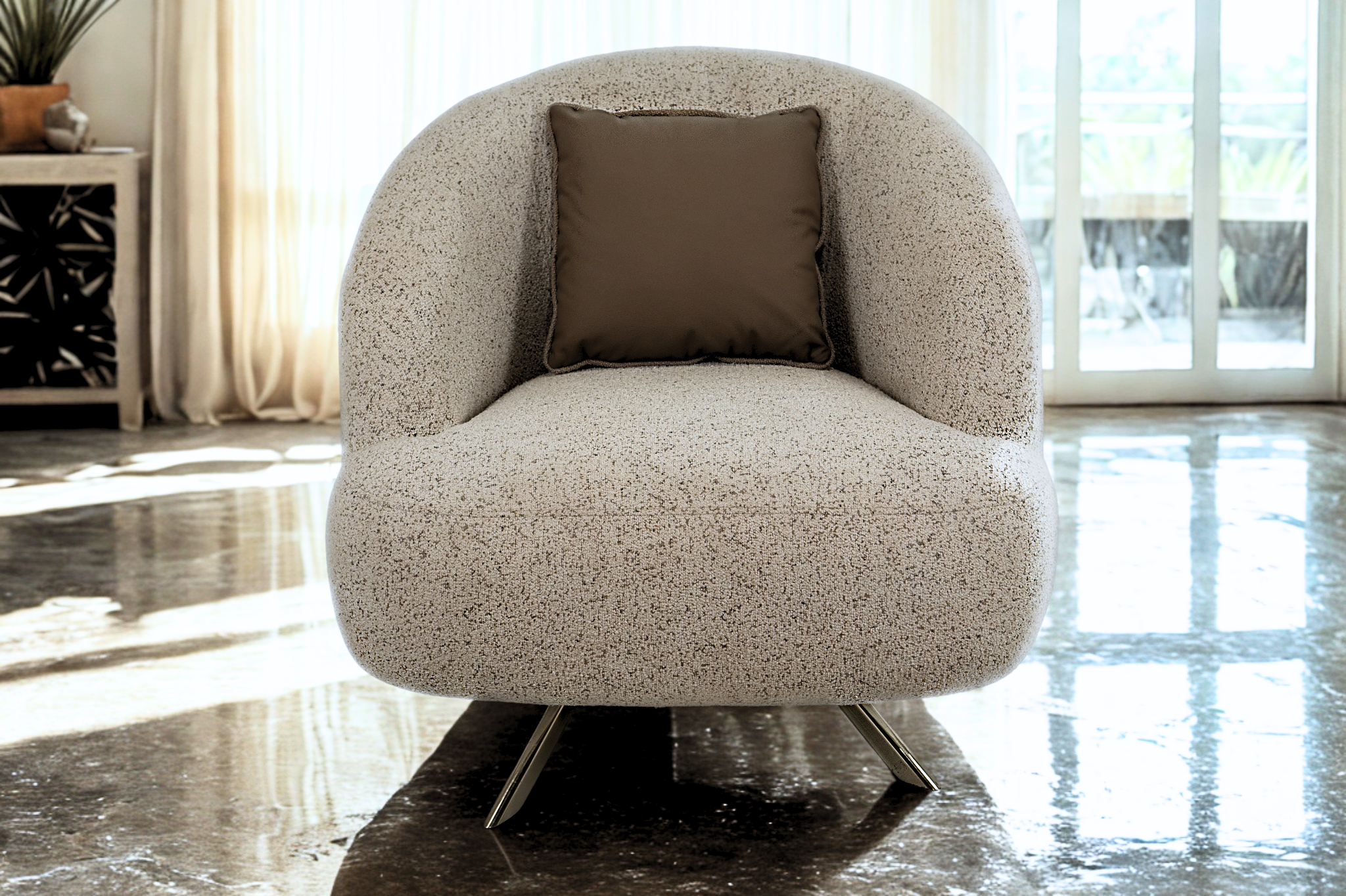 ASOUAN - Salon complet deux tissus au style contemporain et enveloppant