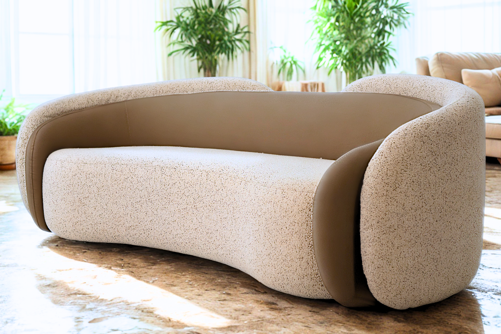 ASOUAN - Salon complet deux tissus au style contemporain et enveloppant