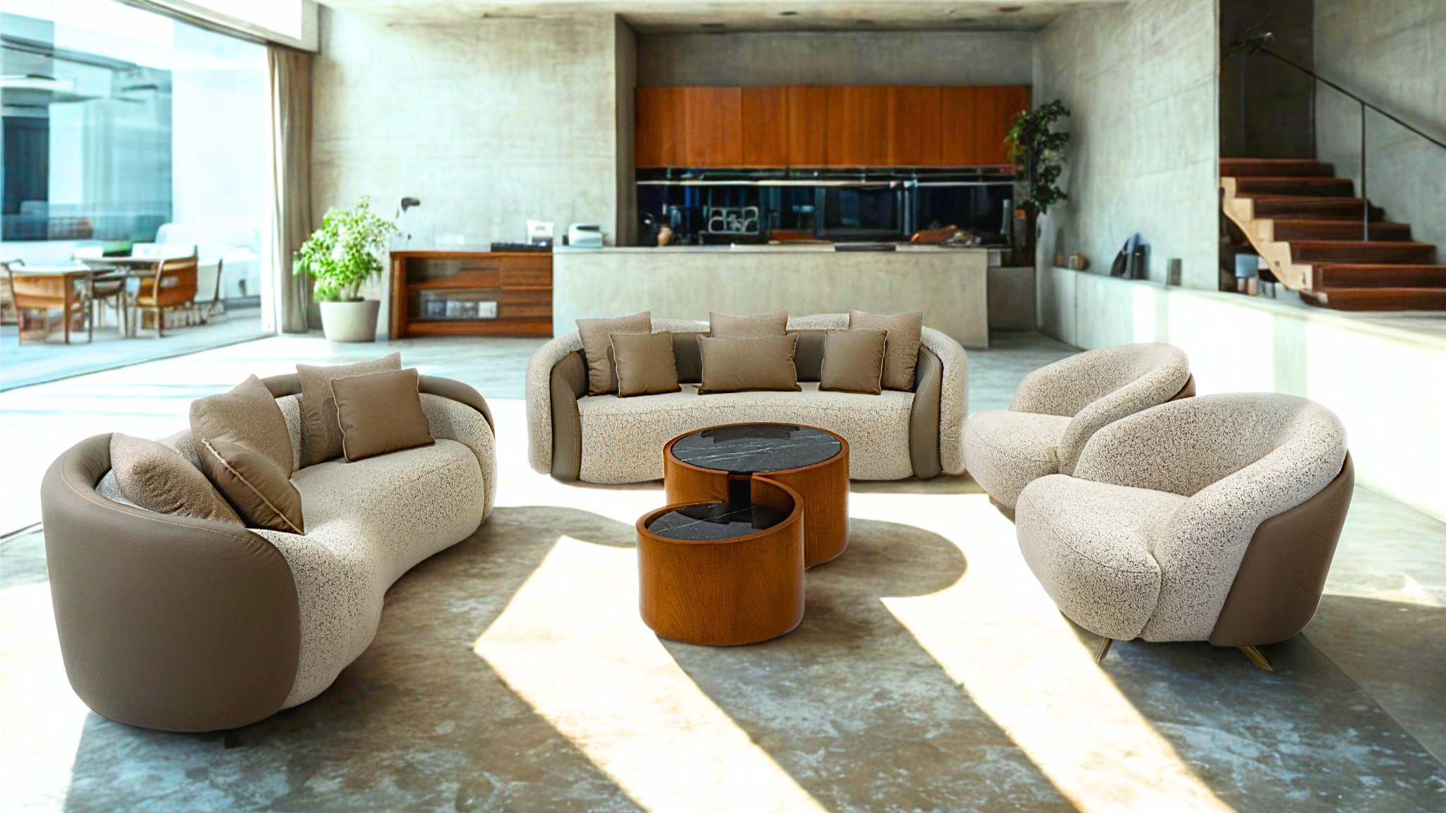 ASOUAN - Fauteuil bi-matière cocon ultra design pivotant 360°