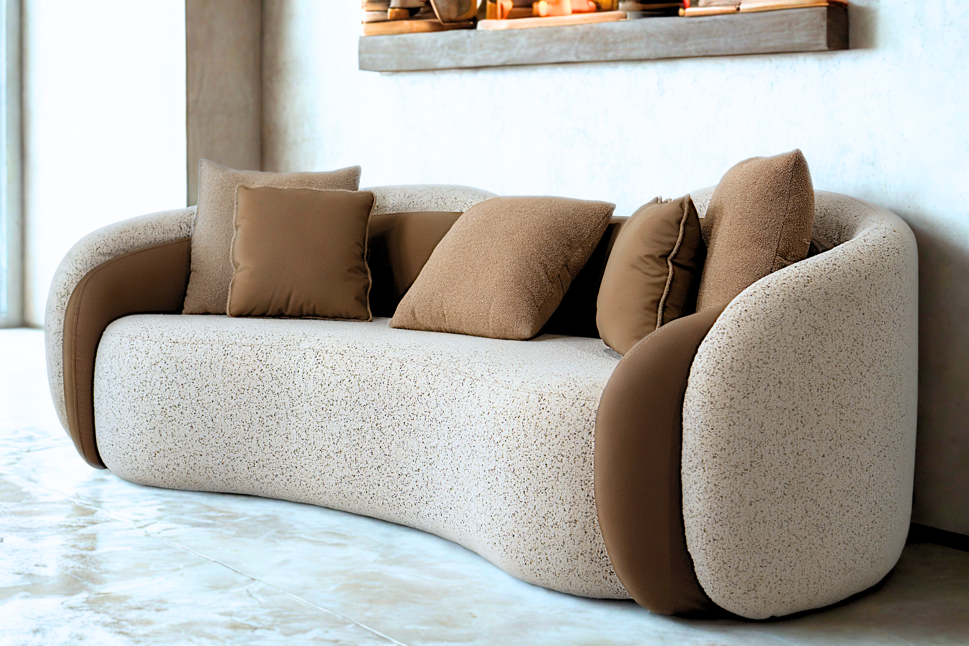 ASOUAN - Salon complet deux tissus au style contemporain et enveloppant