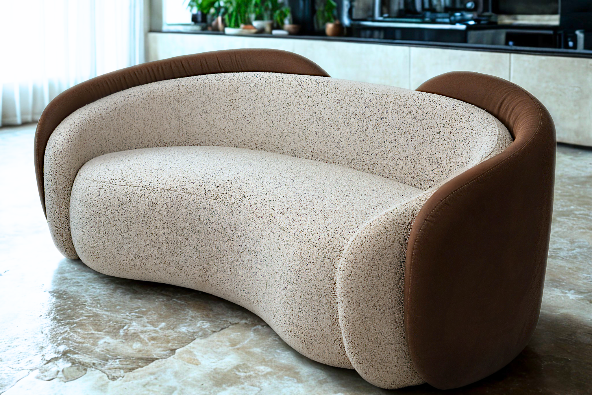 ASOUAN - Salon complet deux tissus au style contemporain et enveloppant
