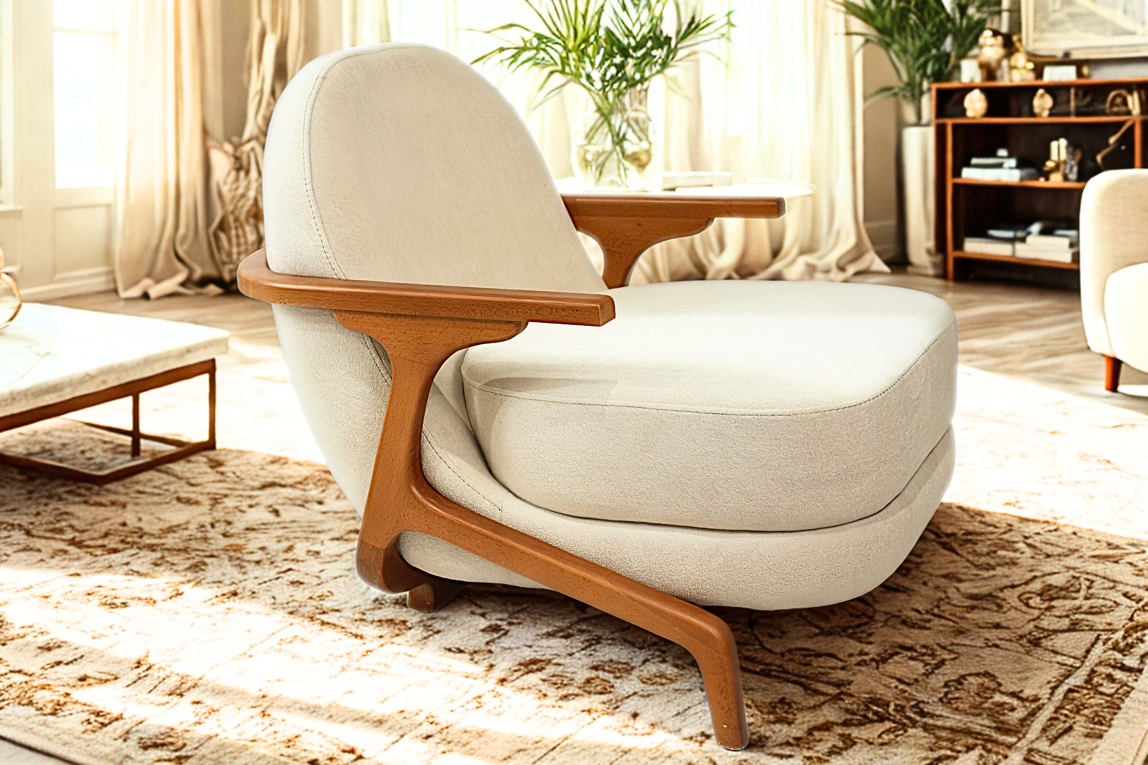 OASIS D'EMERAUDE - Fauteuil velours style scandinave