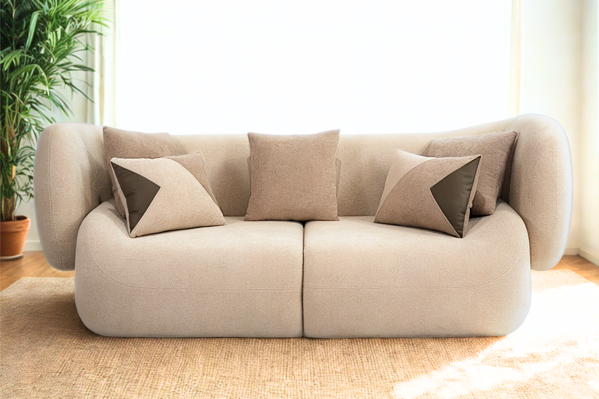 PAPYRUS - Canapé 4 places tissu velours texturé