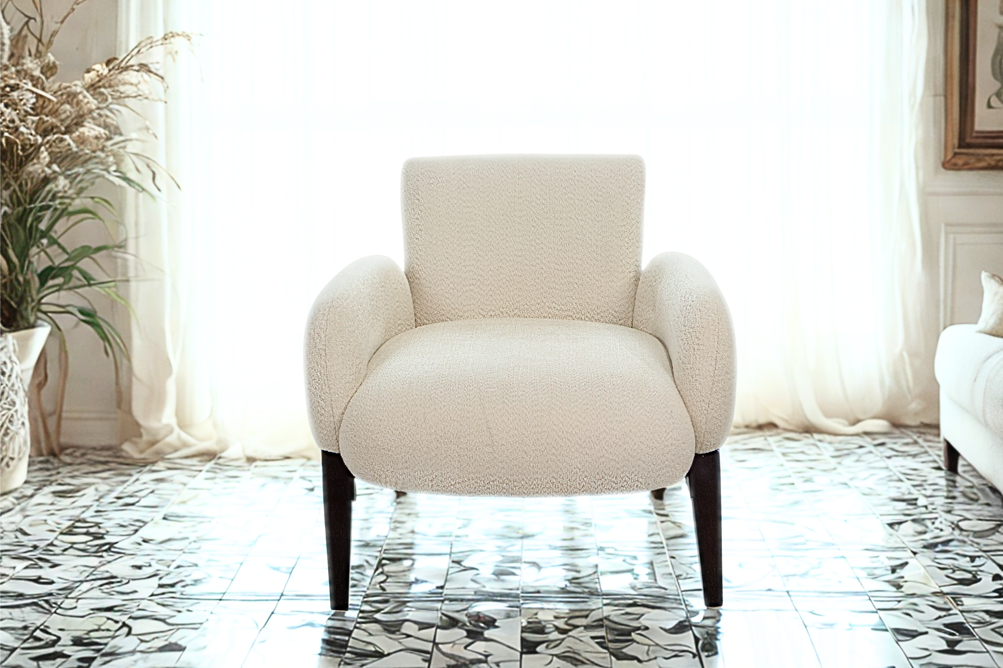 LOTUS - Fauteuil tissu bouclette en relief
