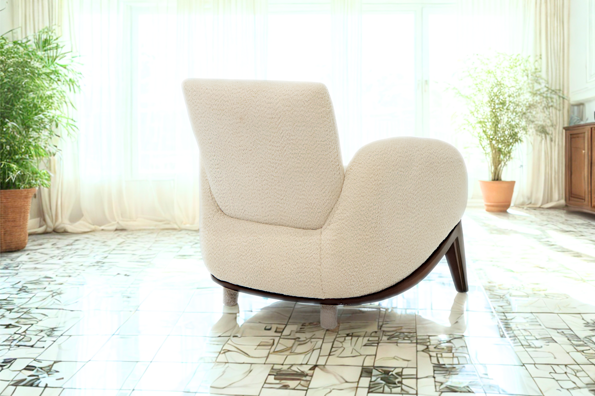 LOTUS - Fauteuil tissu bouclette en relief