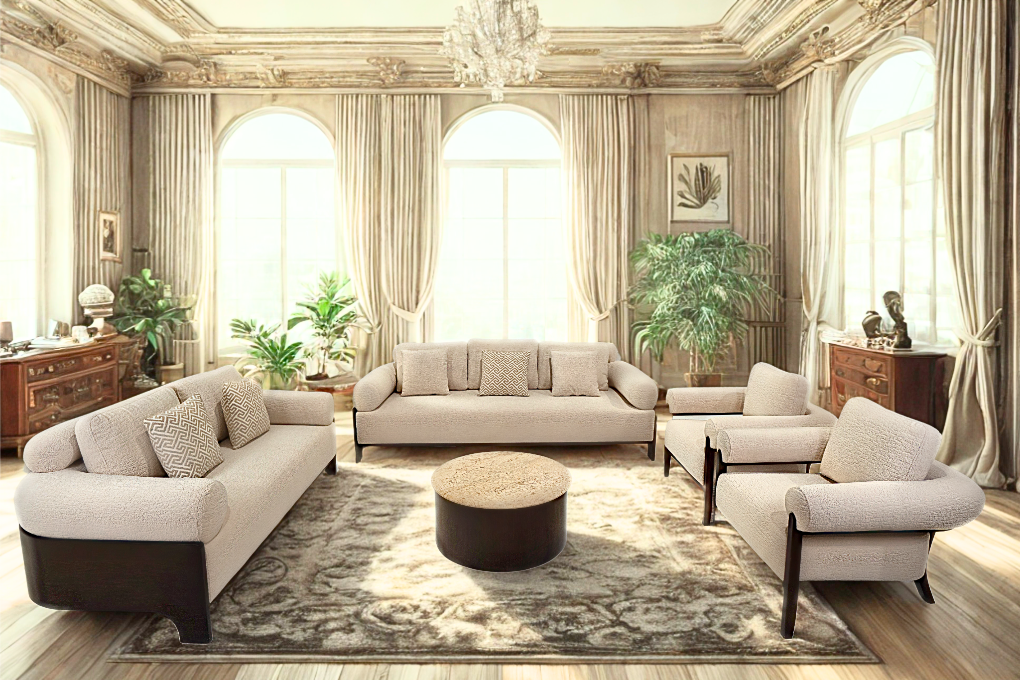 EBENE IVOIRE - Salon complet style néo-classique contemporain