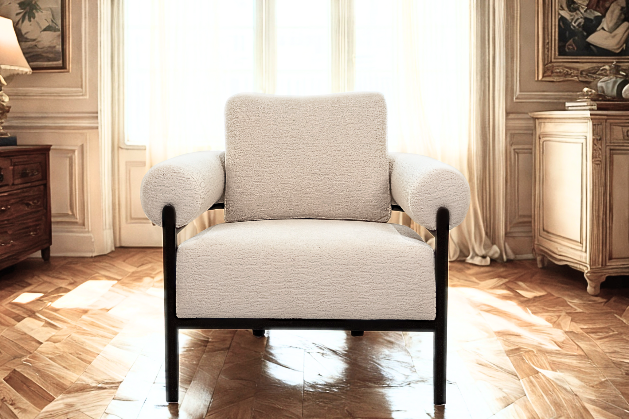 EBENE IVOIRE - Fauteuil tissus texturé en relief
