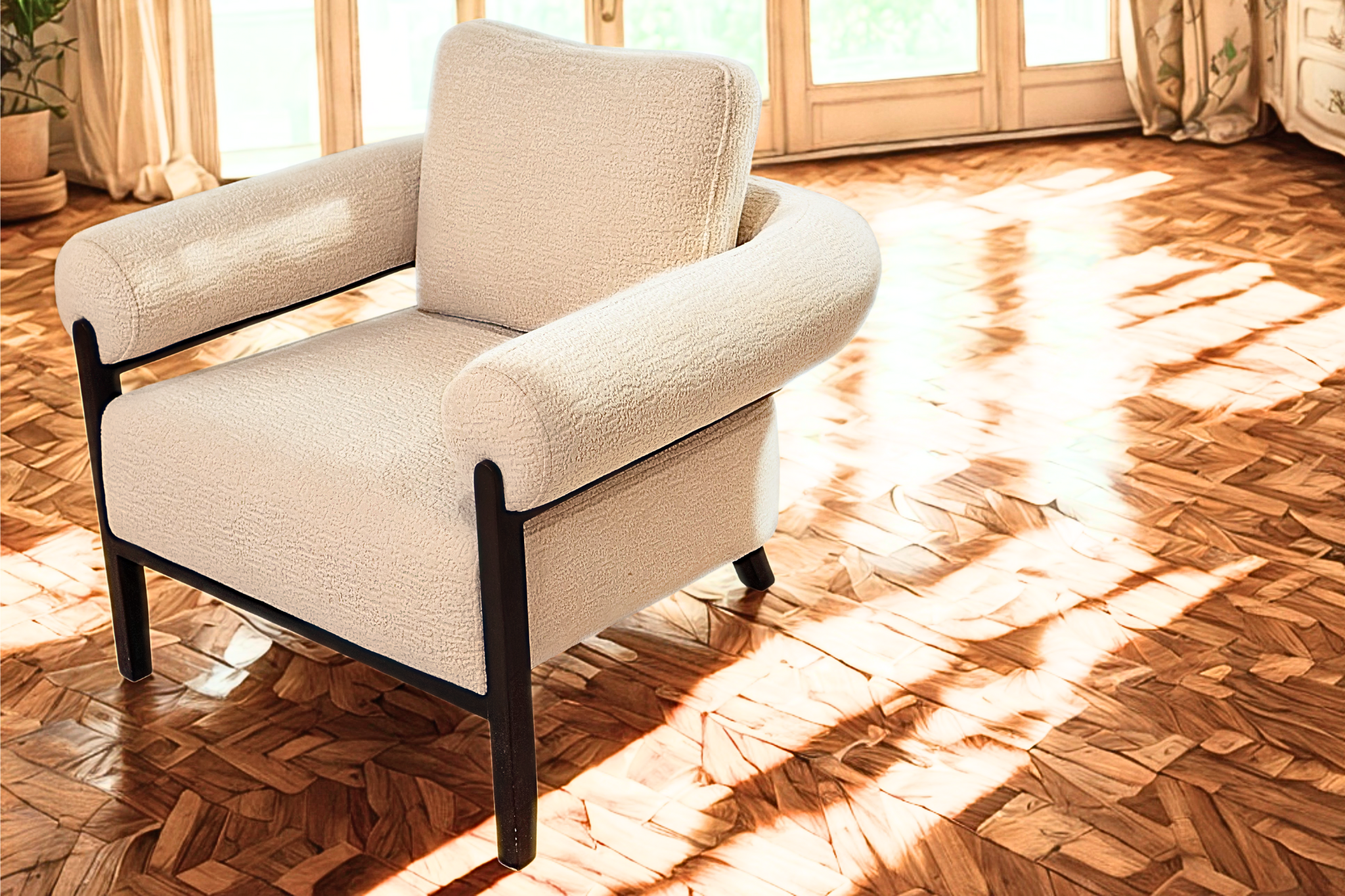 EBENE IVOIRE - Fauteuil tissus texturé en relief