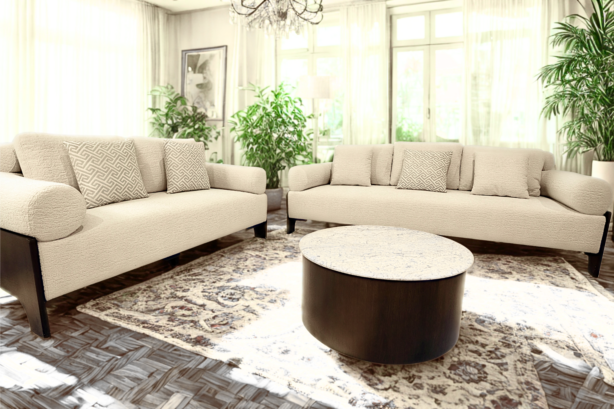EBENE IVOIRE - Salon complet style néo-classique contemporain