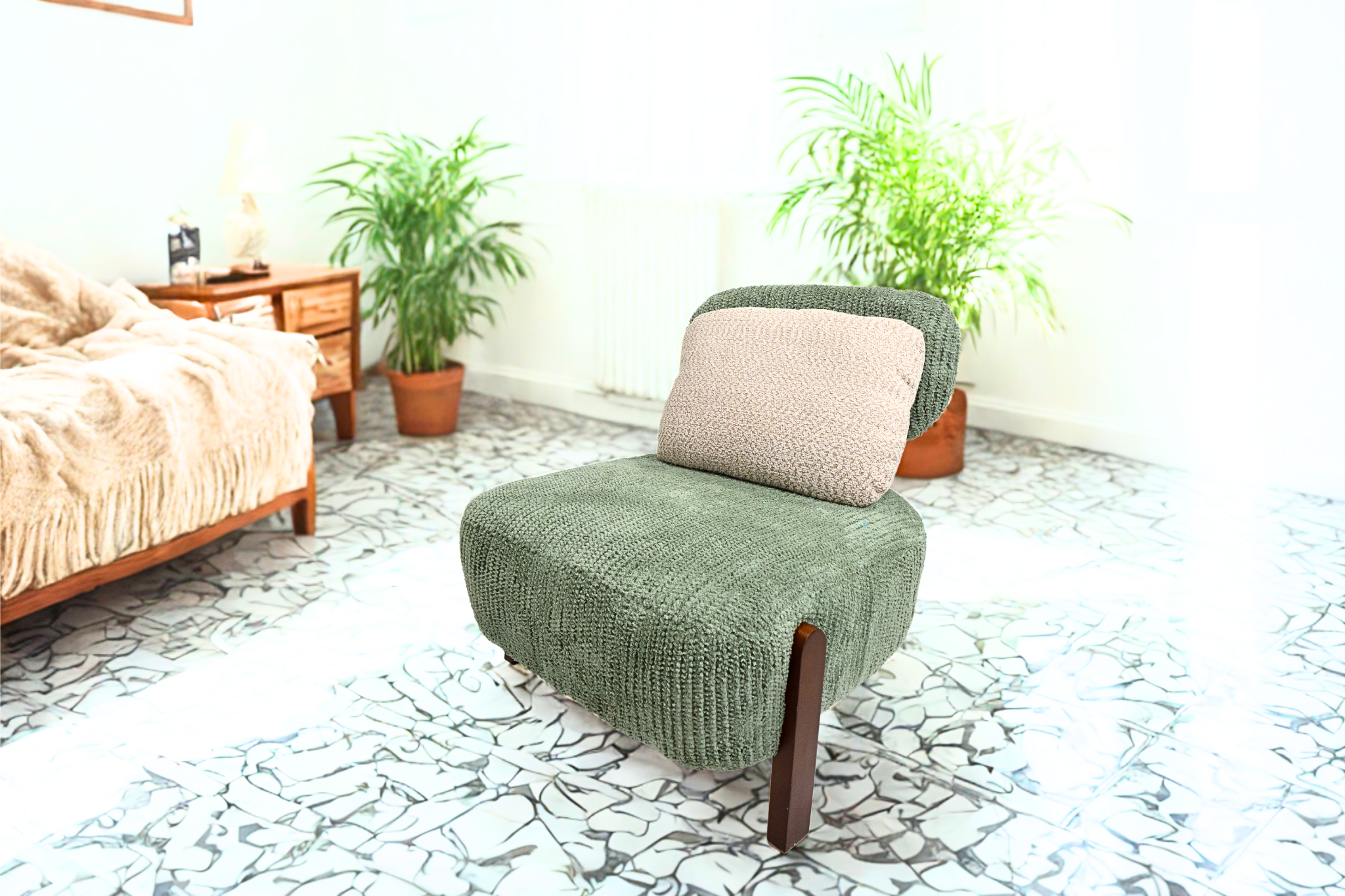 OSIRIS - Fauteuil tissu velours à poil long