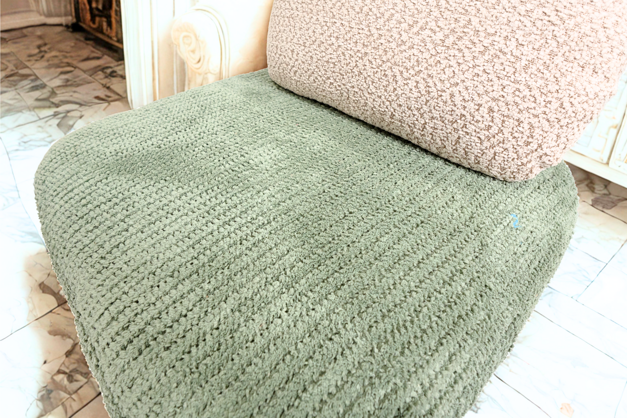 OSIRIS - Fauteuil tissu velours à poil long