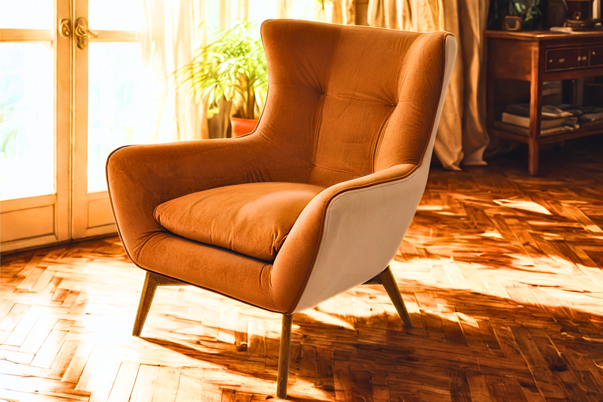 NEFERTITI - Fauteuil velours haut de gamme et détails couture
