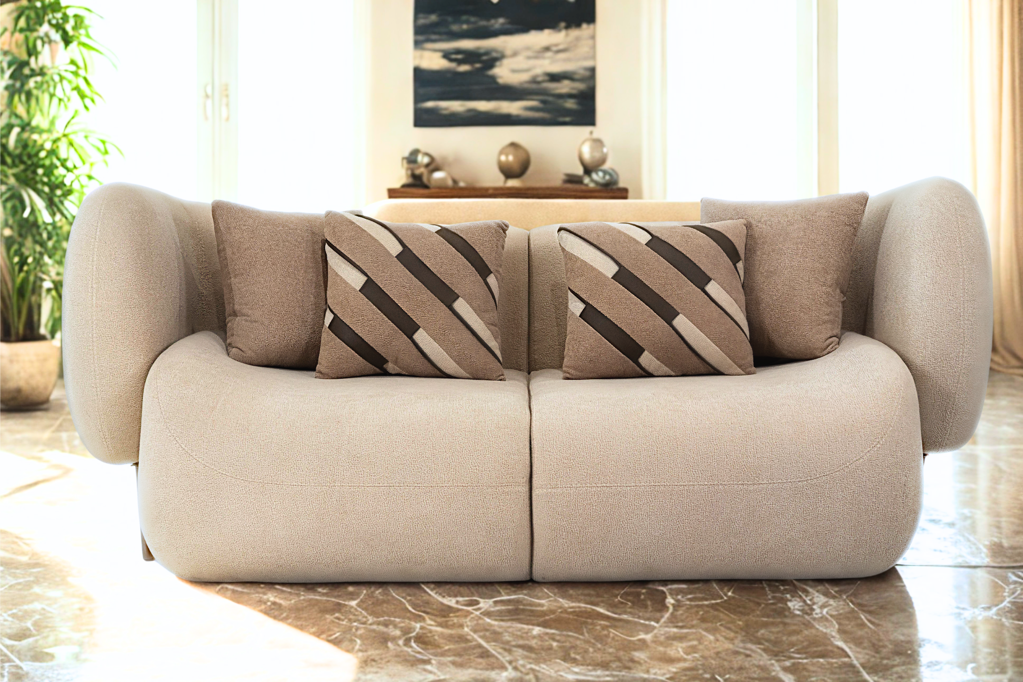 PAPYRUS - Canapé 3 places tissu velours texturé
