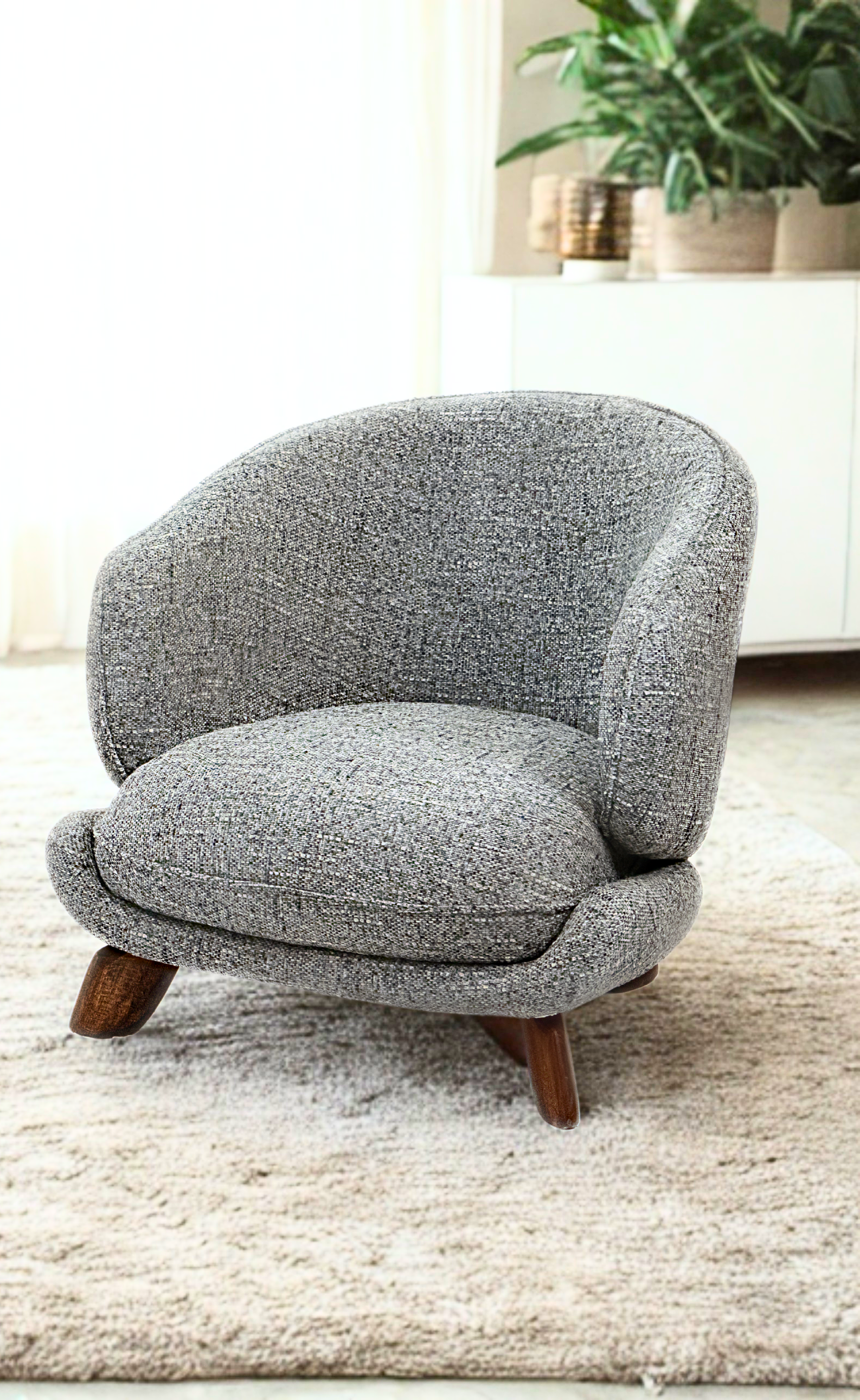 LOUXOR - Fauteuil tissu bouclette doux