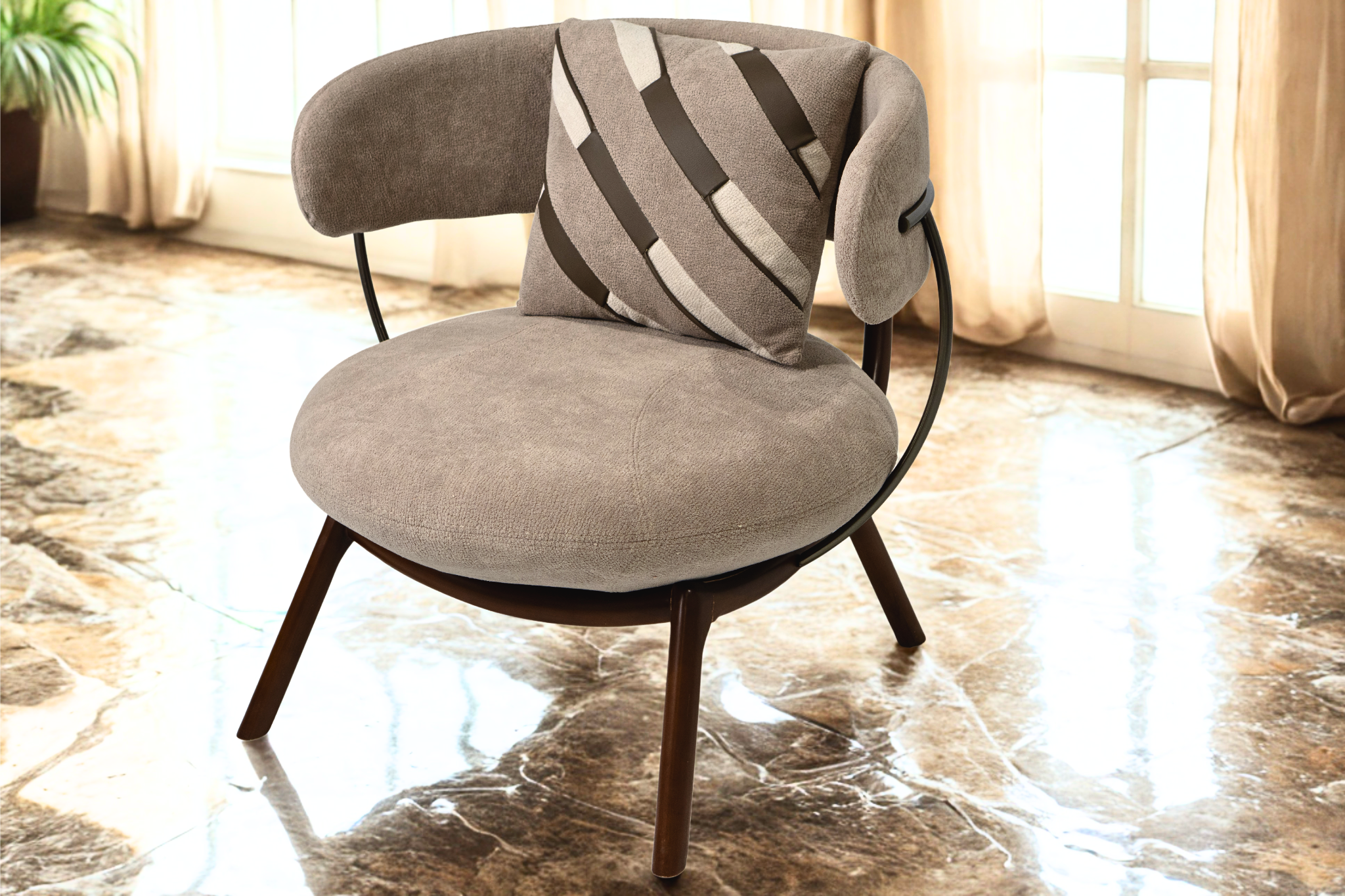 PAPYRUS - Fauteuil en tissu velours texturé